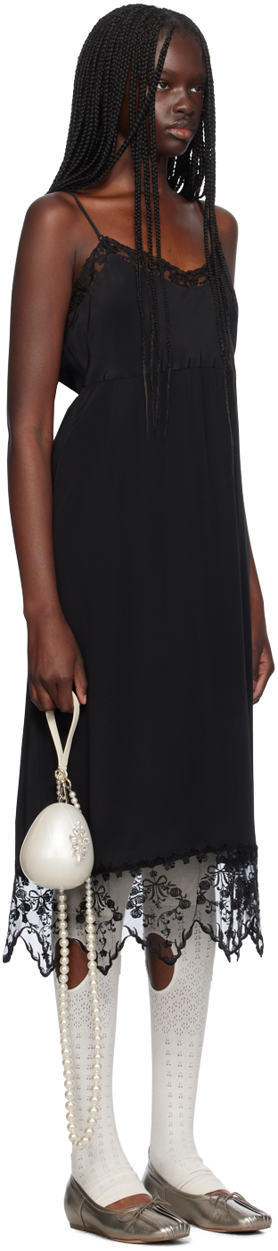 Simone Rocha Black Deep Lace Trim Slip Dress In Black