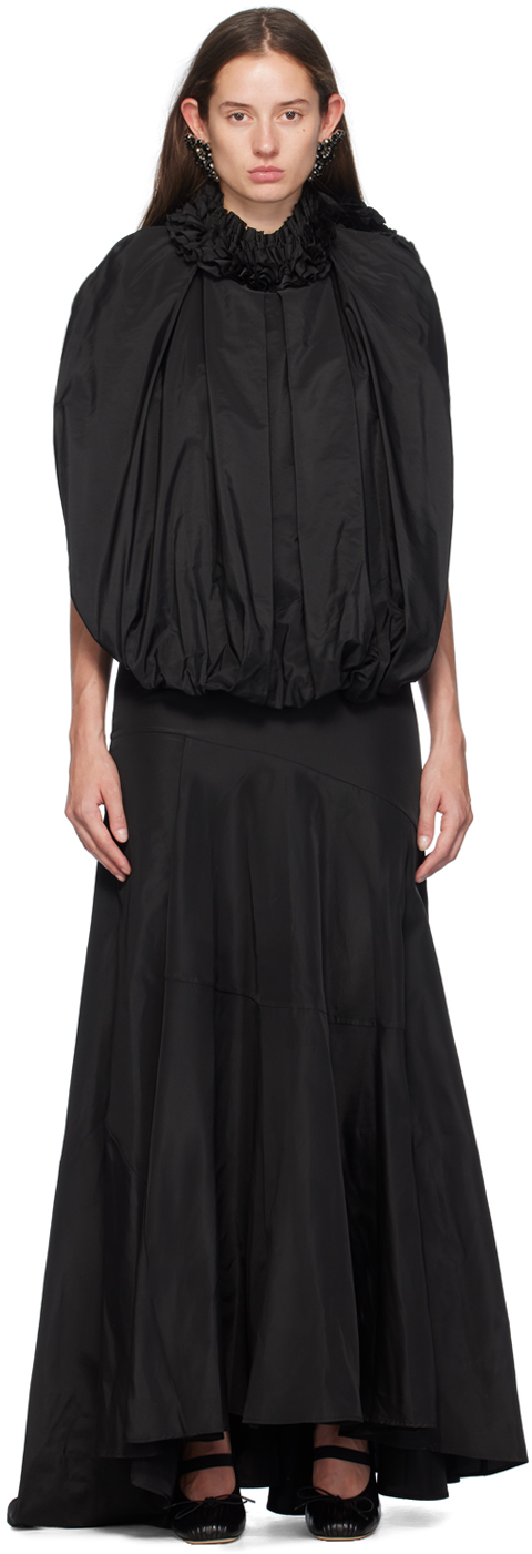 Shop Simone Rocha Black Open Back Bow Balloon Maxi Dress