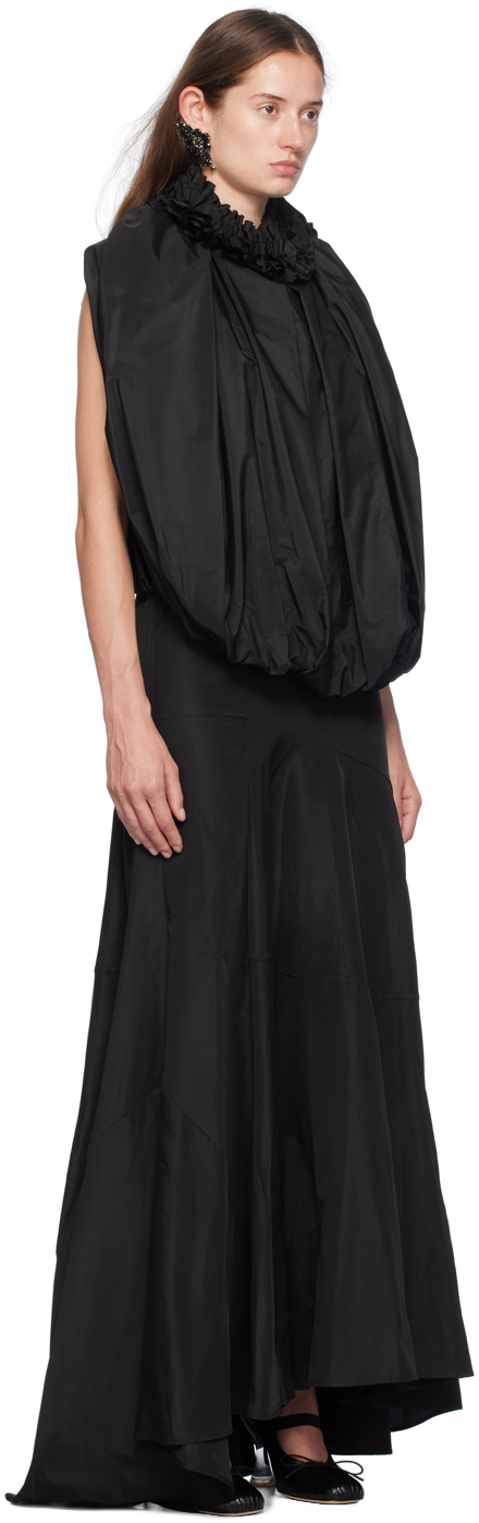 Simone Rocha Black Open Back Bow Balloon Maxi Dress In Black