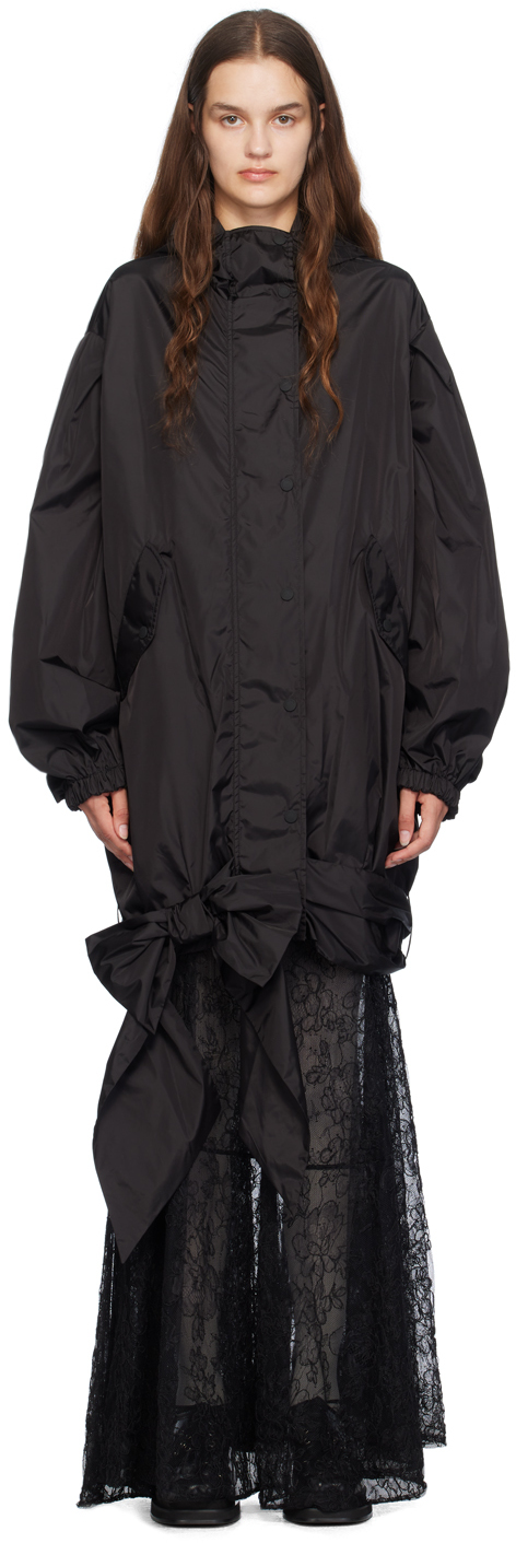 Simone Rocha Black Bow Belt Coat