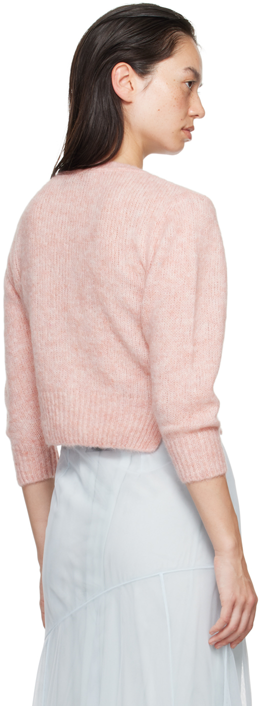 Simone Rocha Pink Cropped Alpaca Knit Cardigan In Rose/lt Rose
