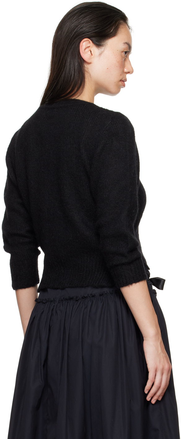 Simone Rocha Cropped Button-down Cardigan In Black/jet