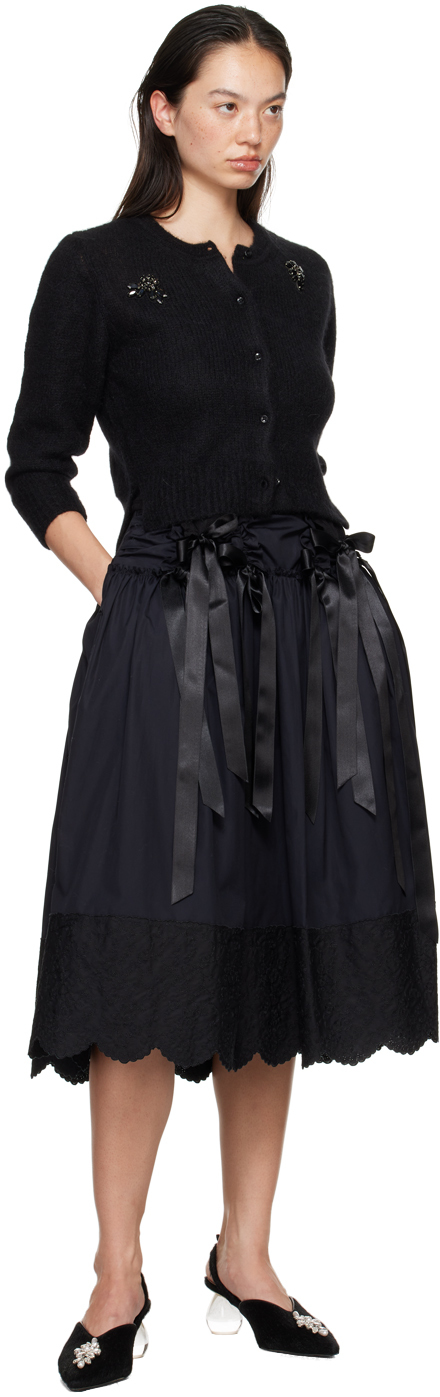 Simone Rocha Cropped Button-down Cardigan In Black/jet