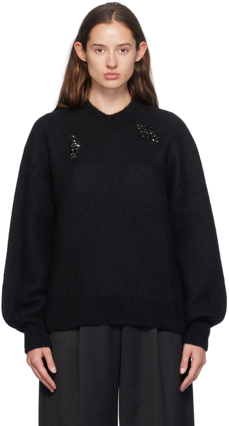 Shop Simone Rocha Black Embellished Sweater In Black/jet