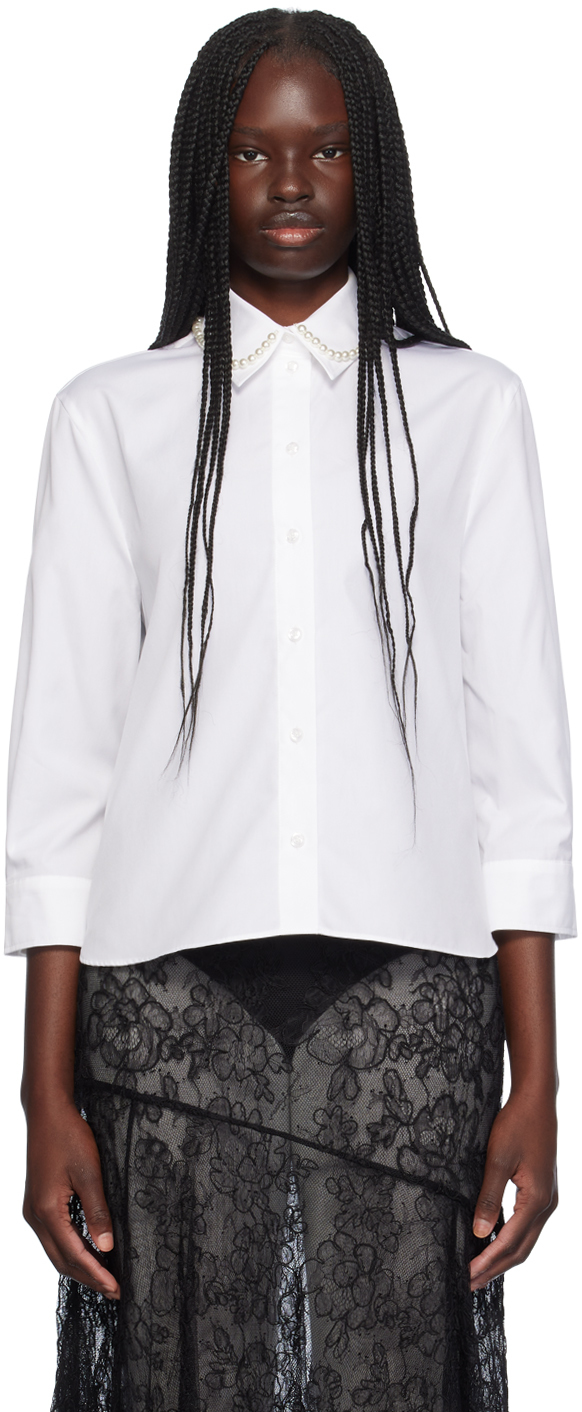 White Cropped Masculine Shirt