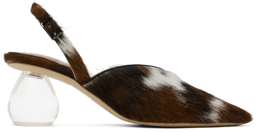 Brown Pointed Slingback Heels