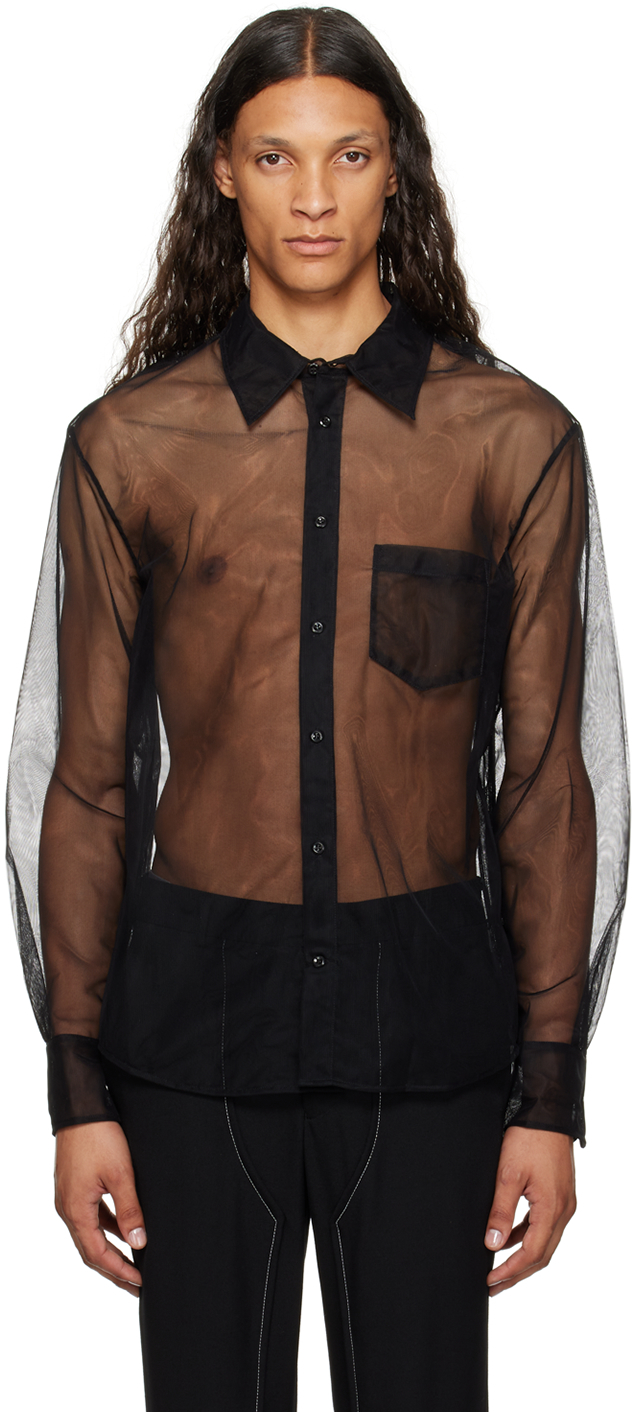 Black Sheer Shirt by Simone Rocha on Sale