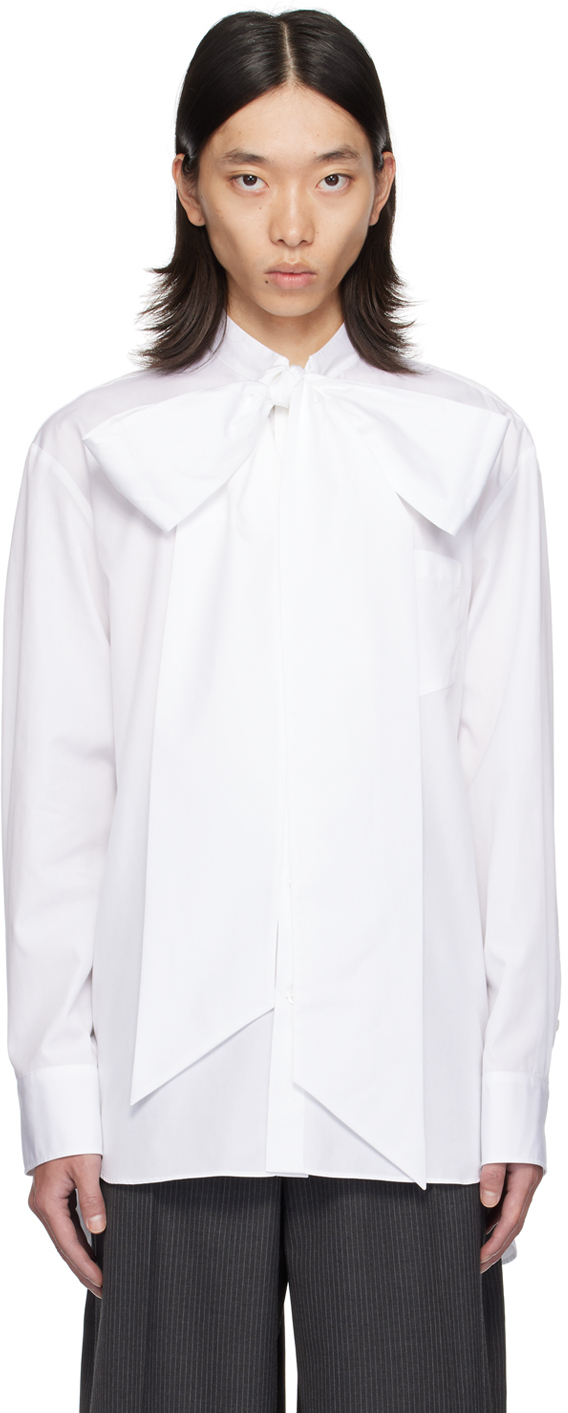 Shop Simone Rocha White Front Bow Easy Shirt