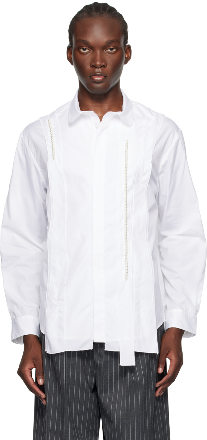 Shop Simone Rocha White Inverted Seam Shirt In White/pearl