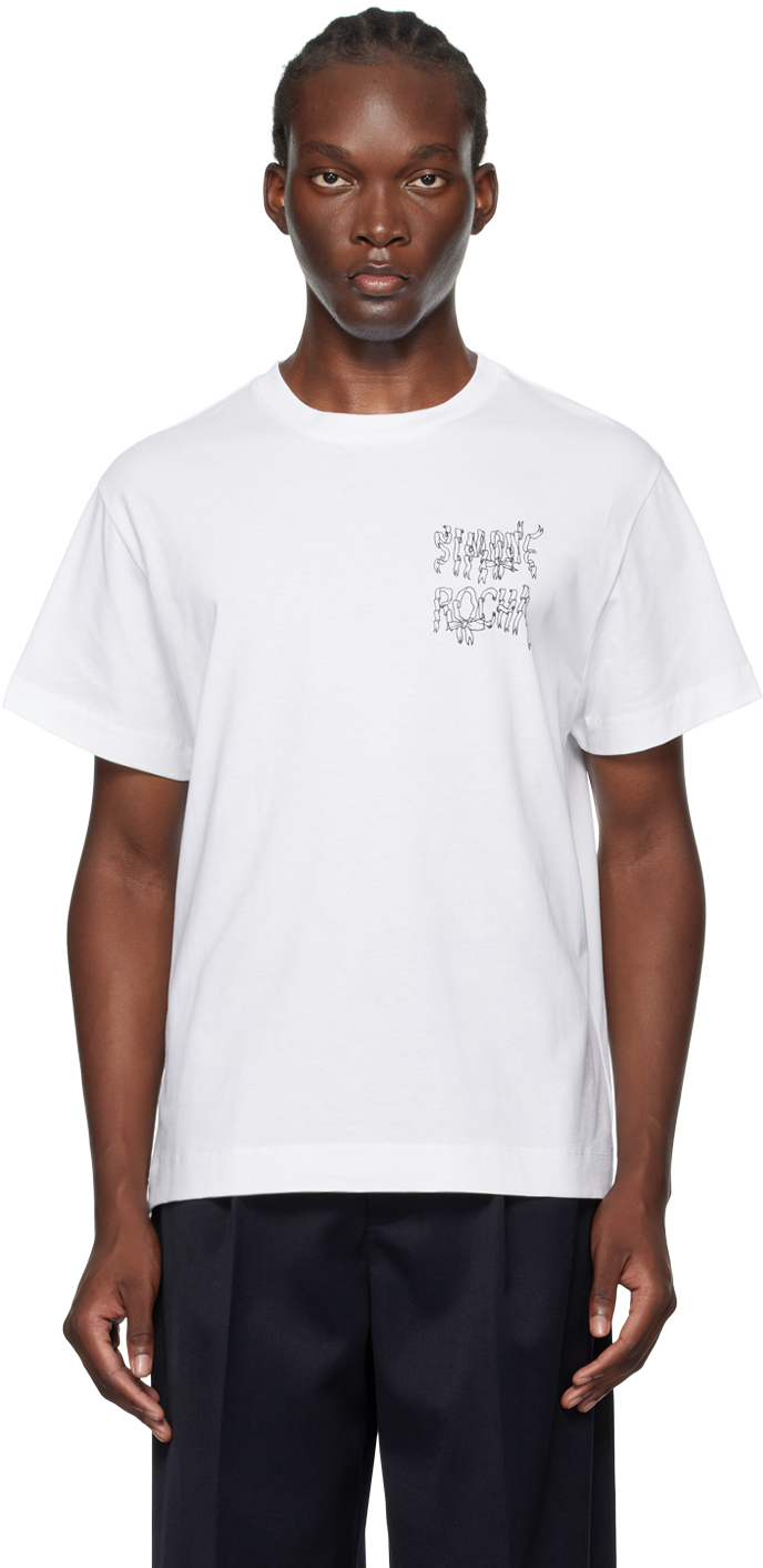 Shop Simone Rocha White Ribbon Logo T-shirt In White/white/black