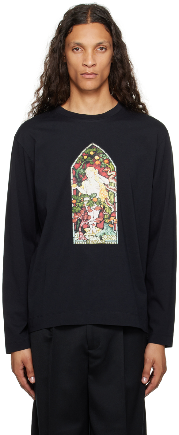 Black Stained Glass Woman Long Sleeve T-Shirt