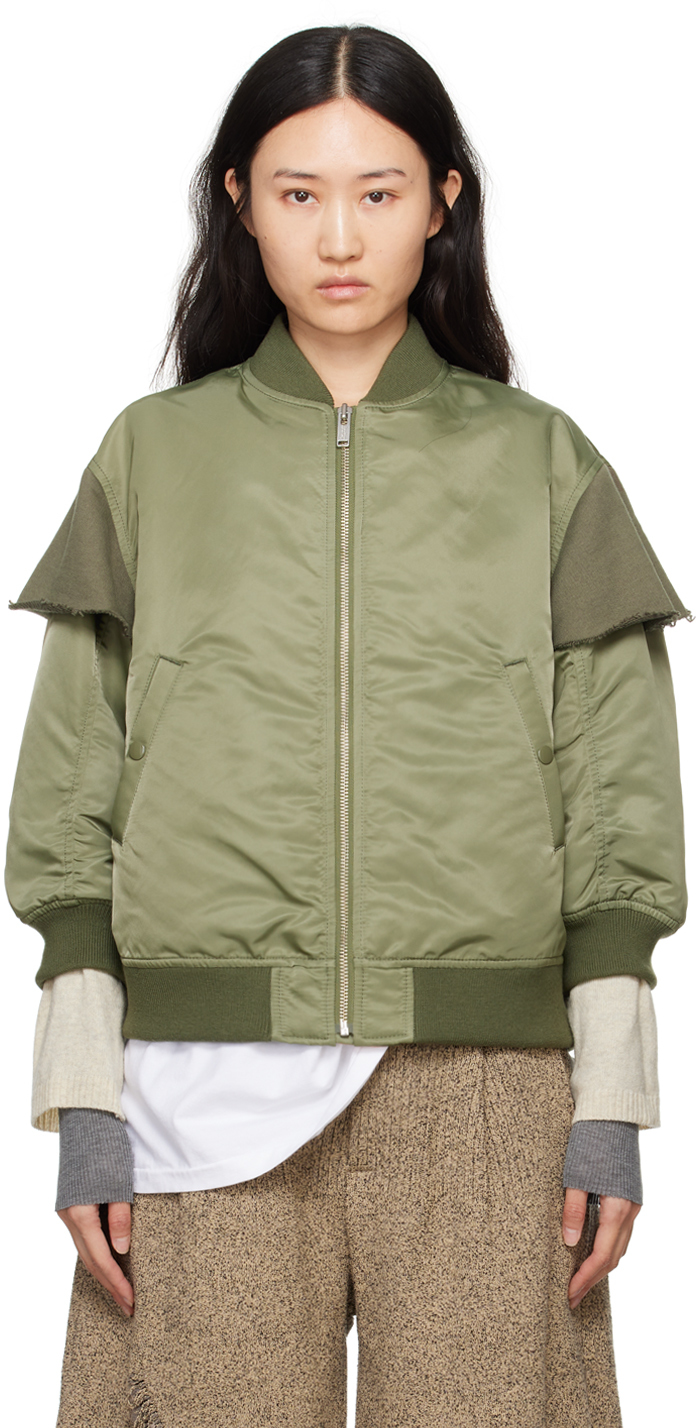 Shop Undercover Khaki Layered Bomber Jacket