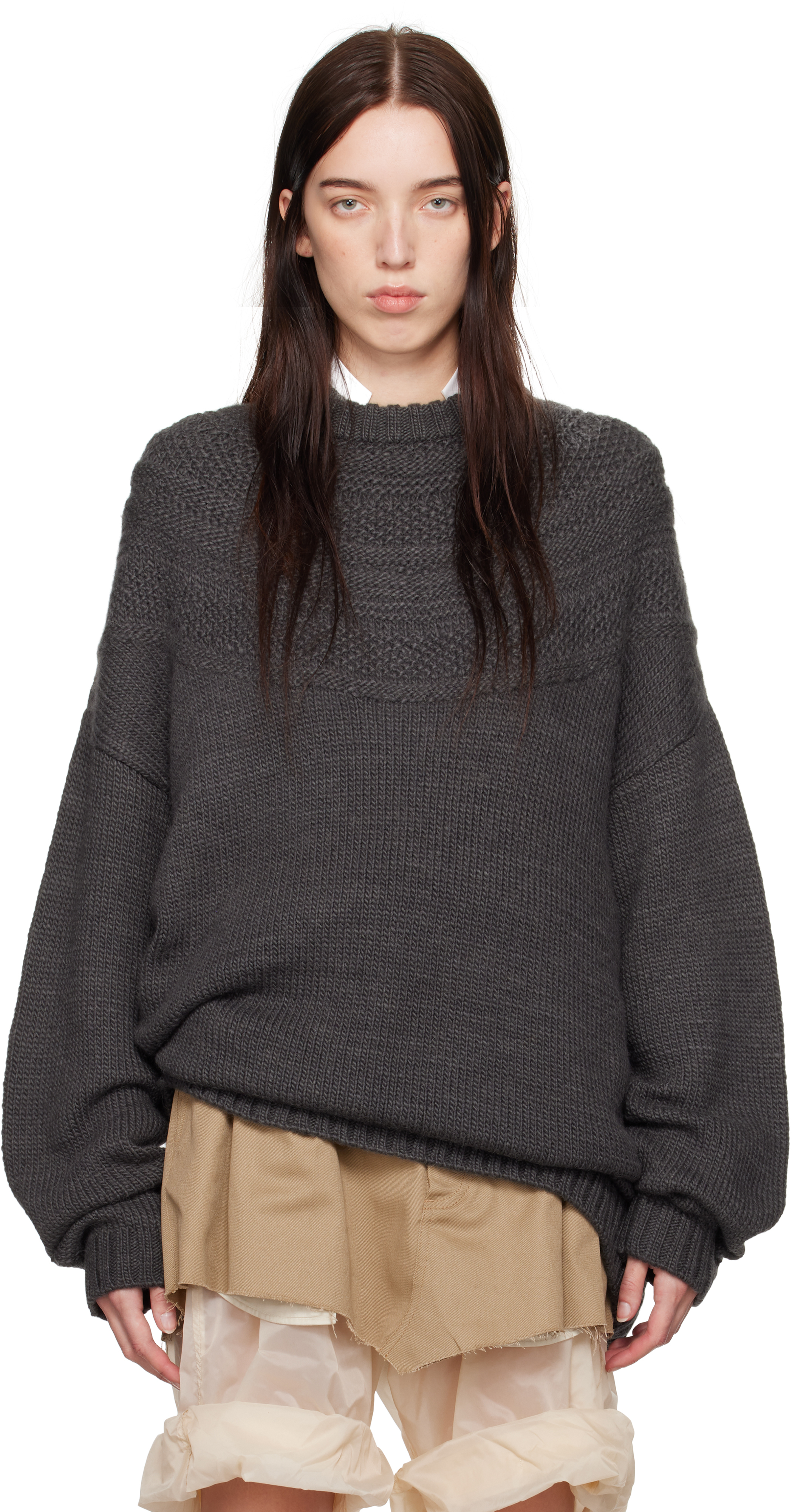 Shop Undercover Gray Fair Isle Sweater In Charcoal