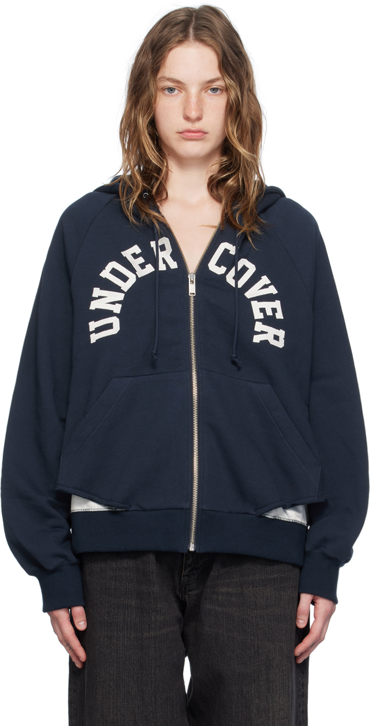 Navy Embroidered Logo Hoodie