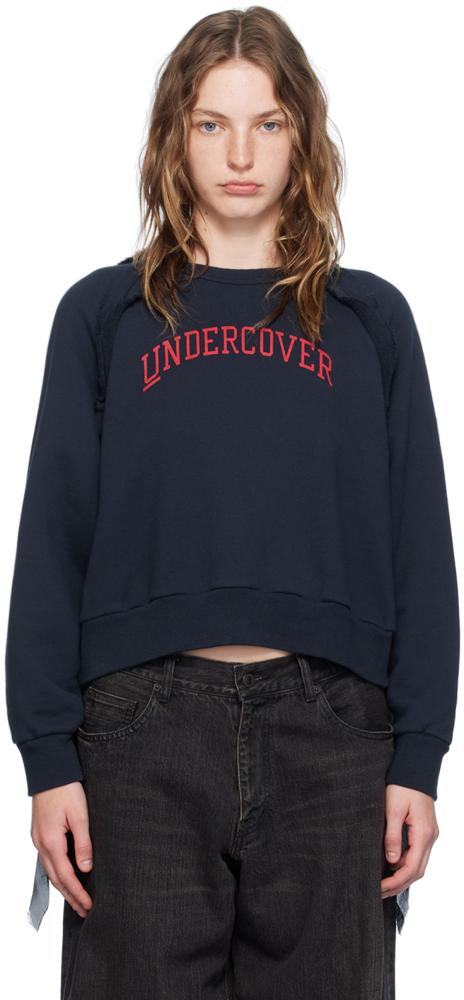 Shop Undercover Navy Raw Edge Sweatshirt