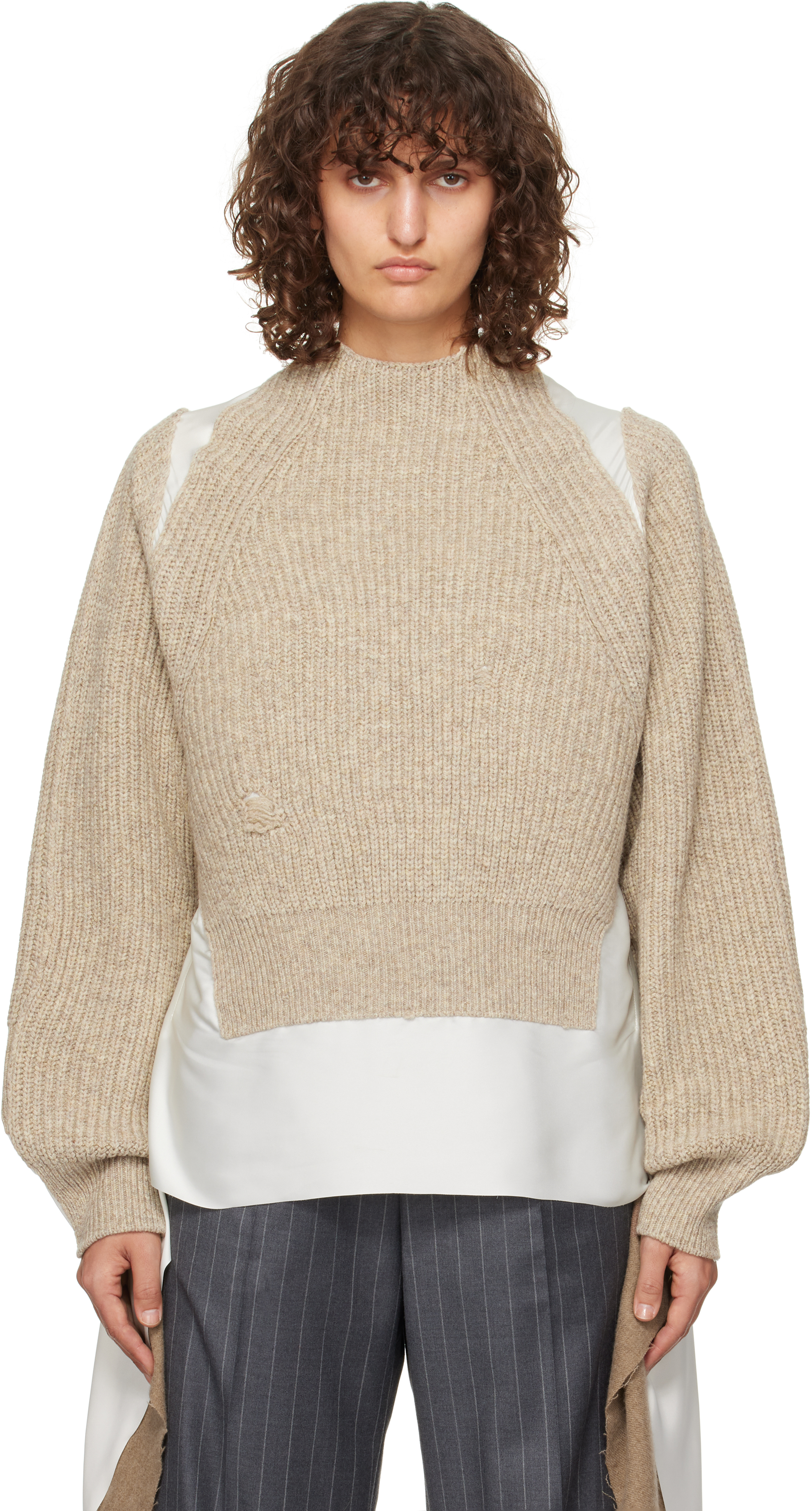 Undercover Beige Uc2d1901 Sweater In Gray Beige