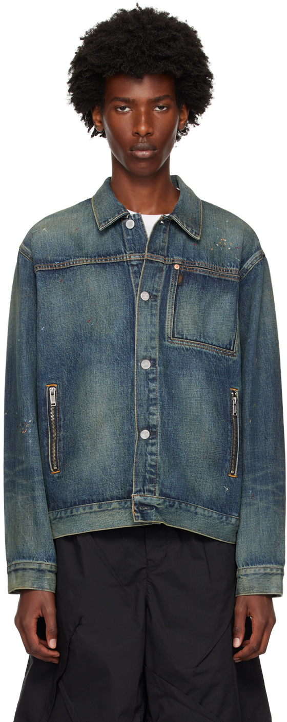 Blue Distressed Denim Jacket