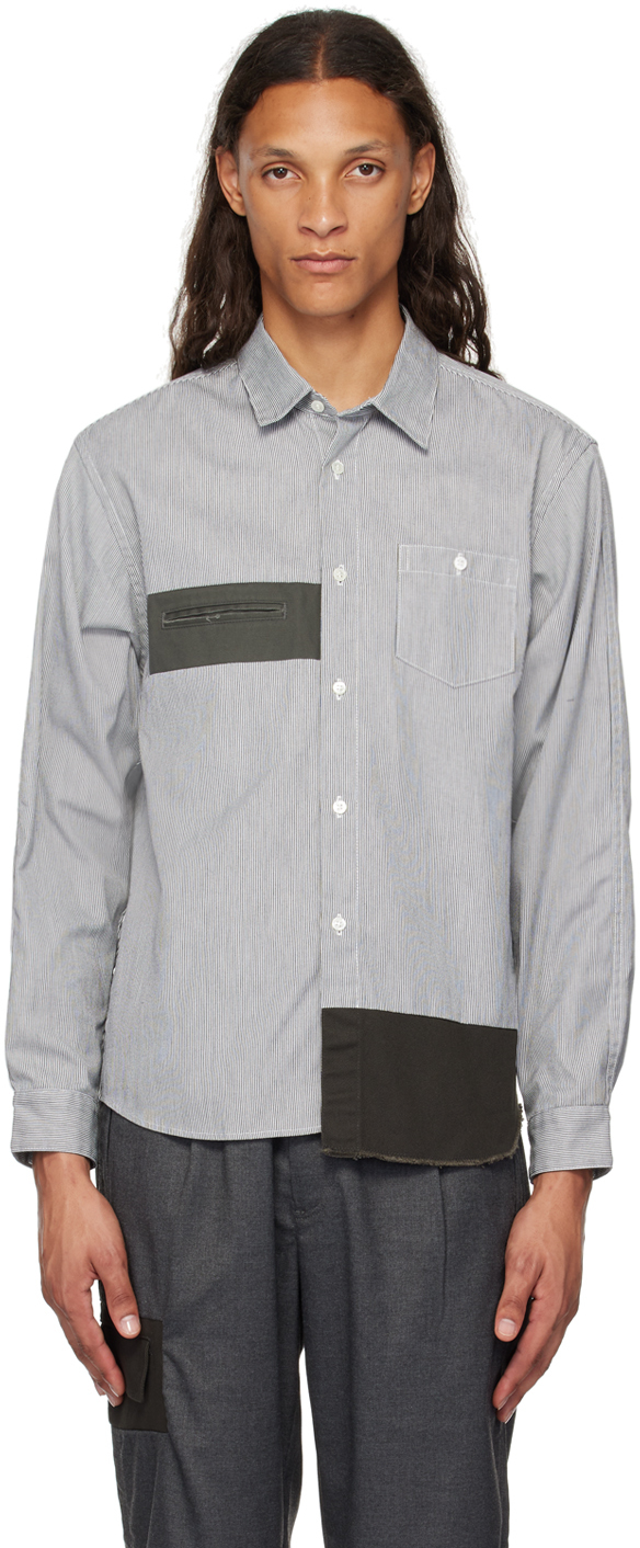 Shop Undercover Black & White Paneled Shirt In Black St