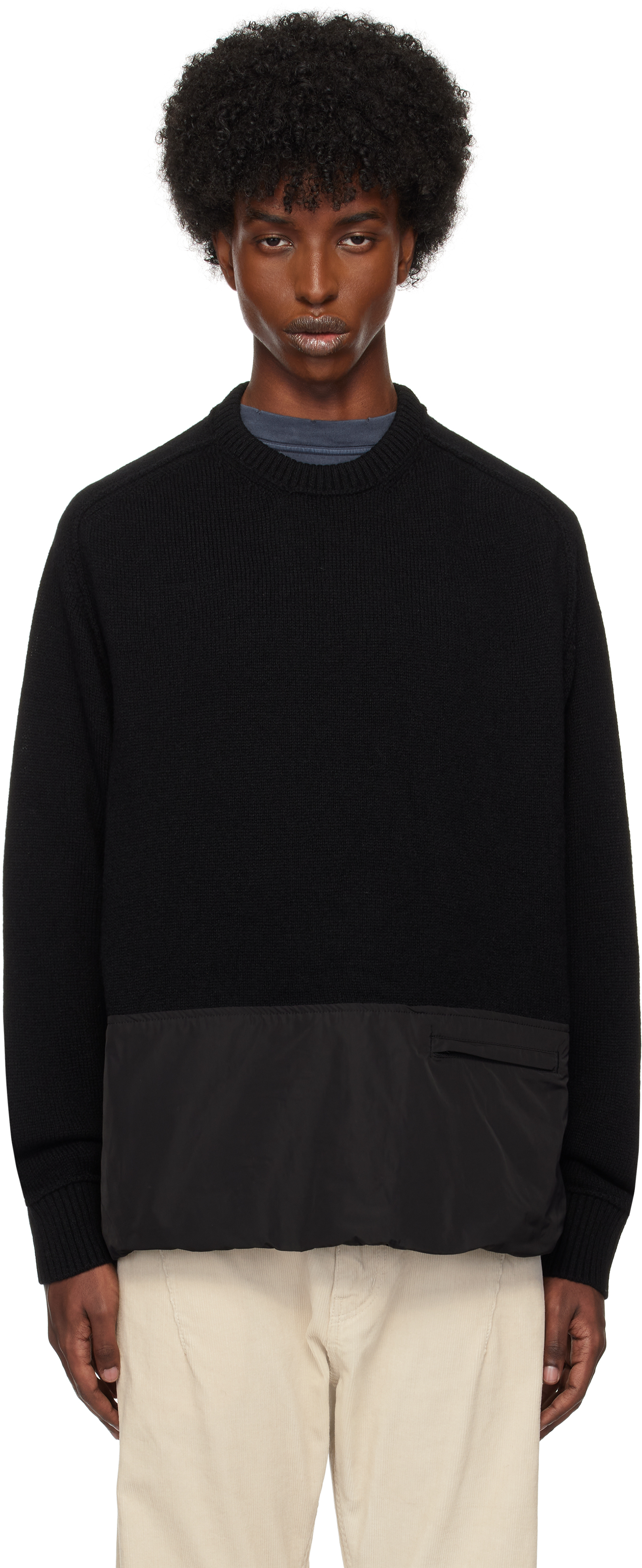 UNDERCOVER BLACK PANELED KNIT SWEATER 