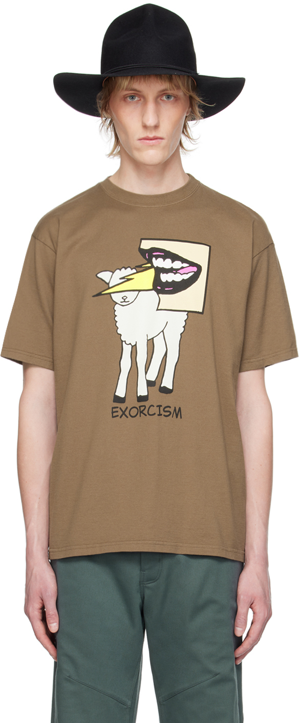 Shop Undercover Brown Graphic T-shirt In Gray Beige