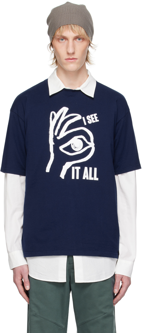 Shop Undercover Navy Graphic T-shirt