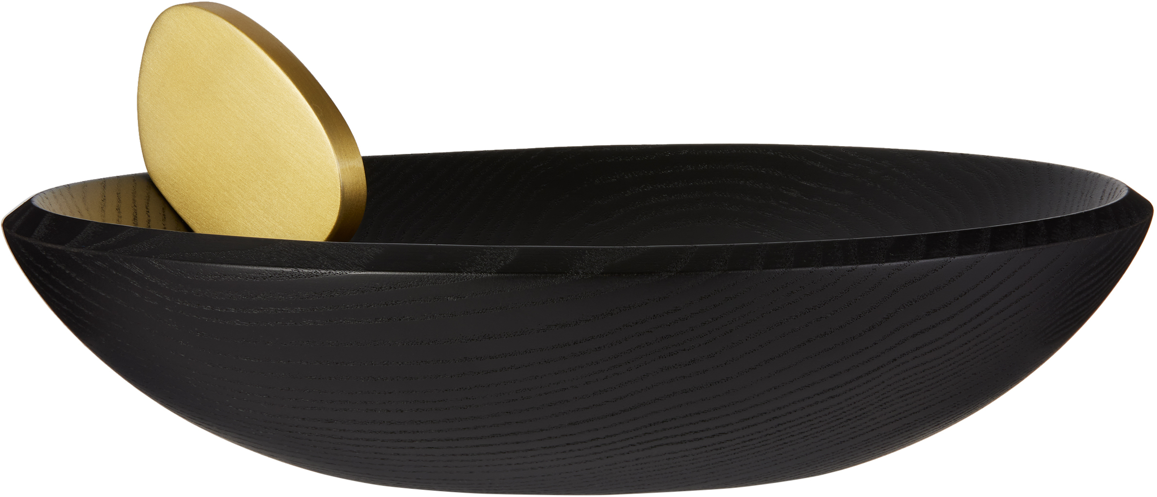L'objet Black & Gold Kelly Behun Edition Leaf Oval Bowl In Black, Gold