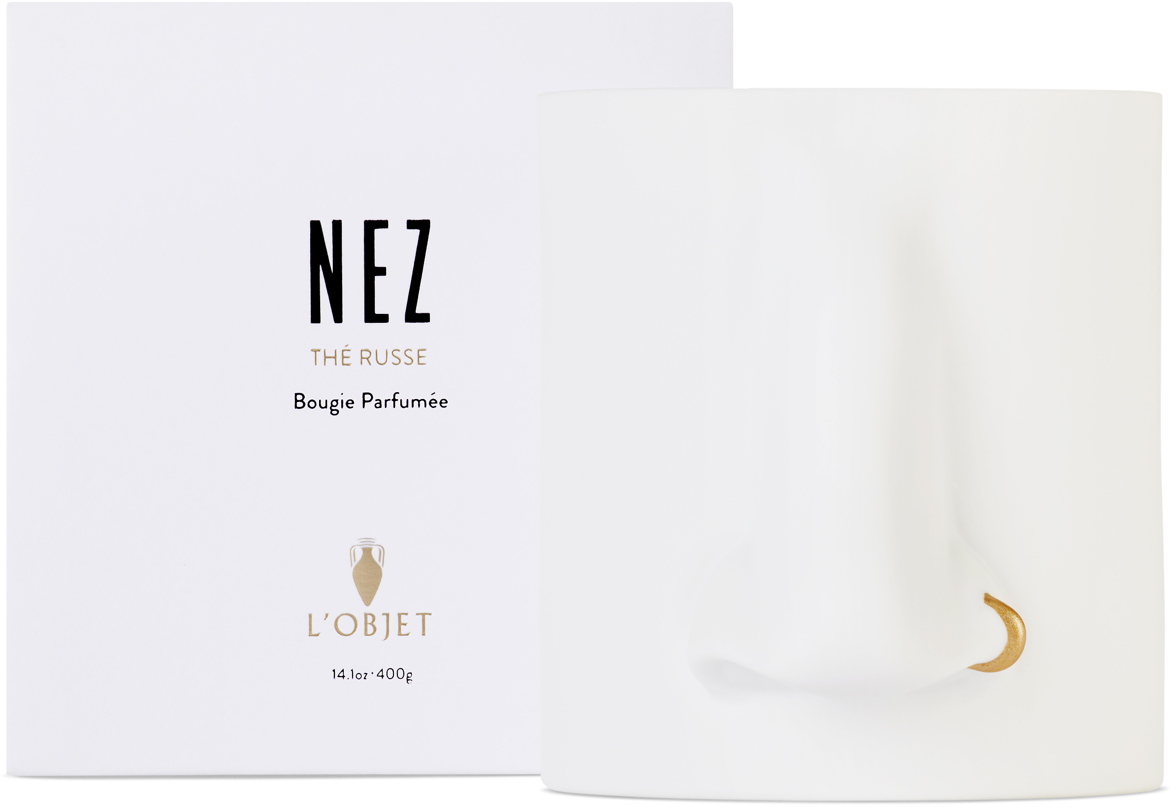 L'objet Nez Candle – The Russe, 400 G In White + Gold