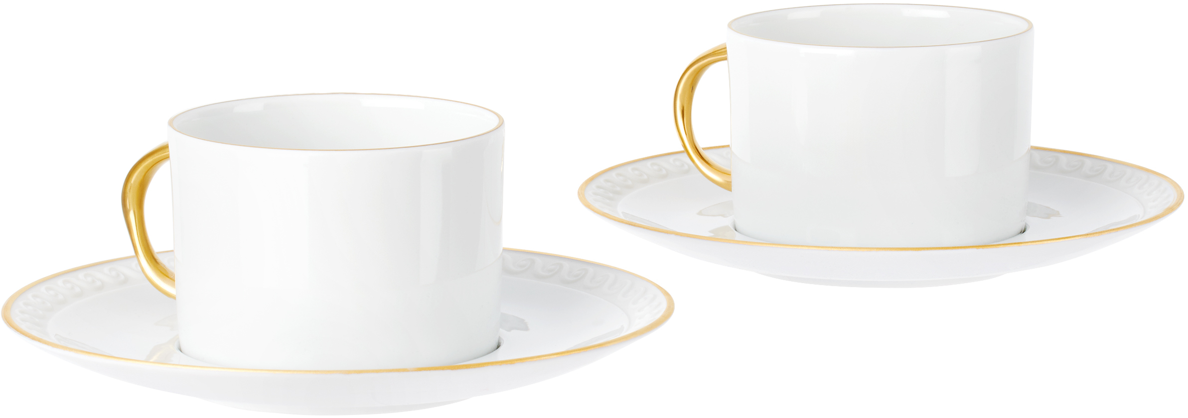 L'objet White Neptune Tea Cup & Saucer Set In Gold