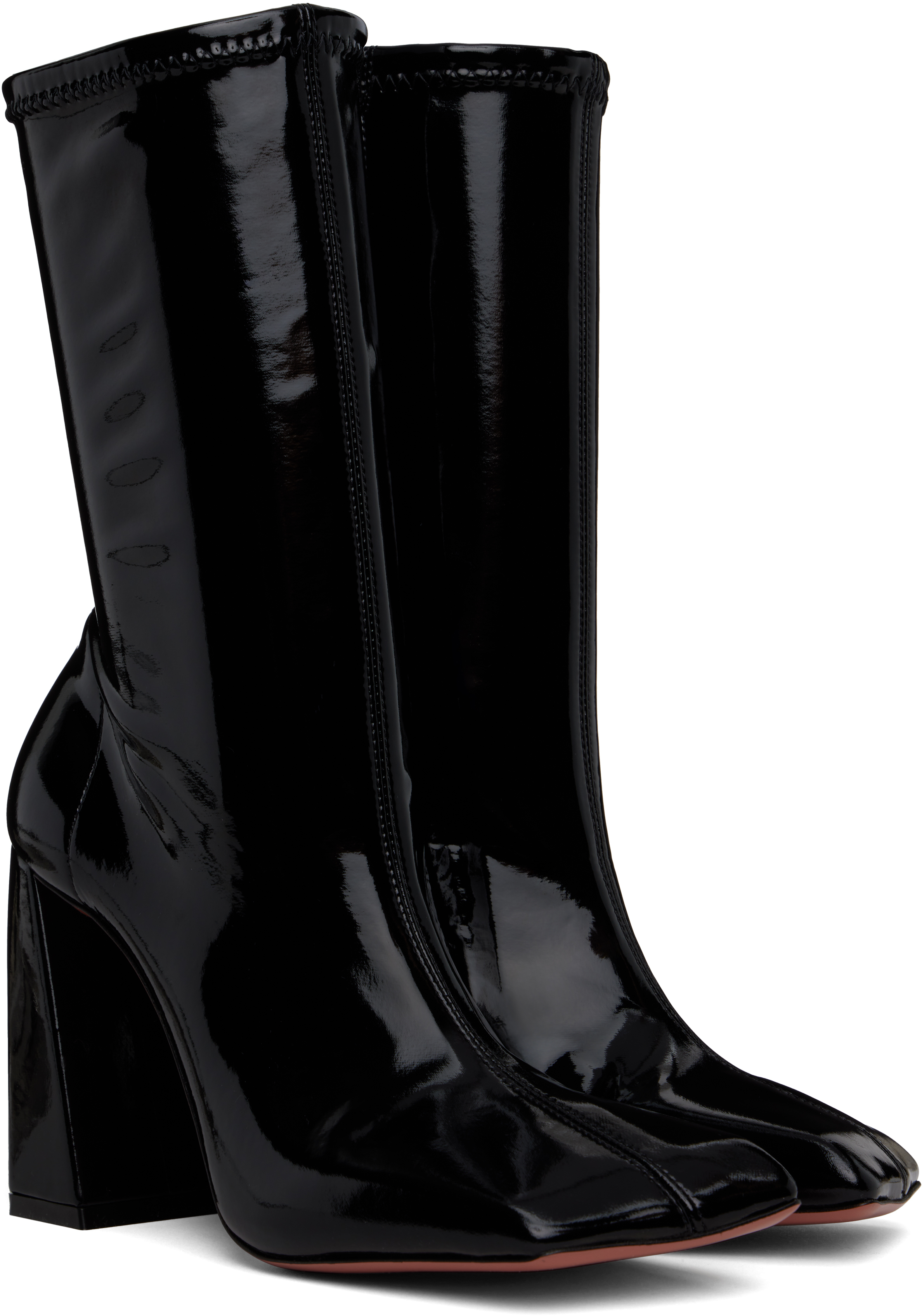 Shop Amina Muaddi Black Marine Stretch Boots