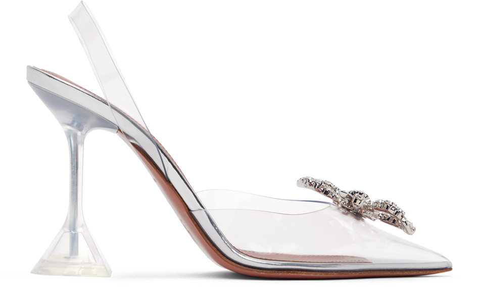 Transparent Rosie Glass Sling Heels by Amina Muaddi on Sale