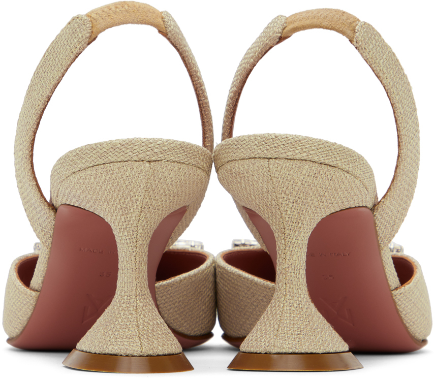 Amina Muaddi Beige Begum Sling 70 Heels In Beige