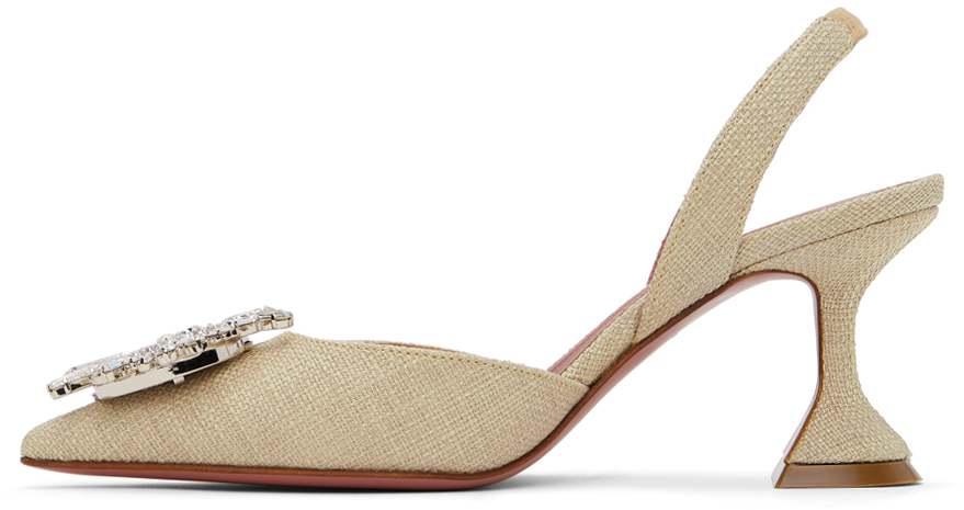 Amina Muaddi Beige Begum Sling 70 Heels In Beige
