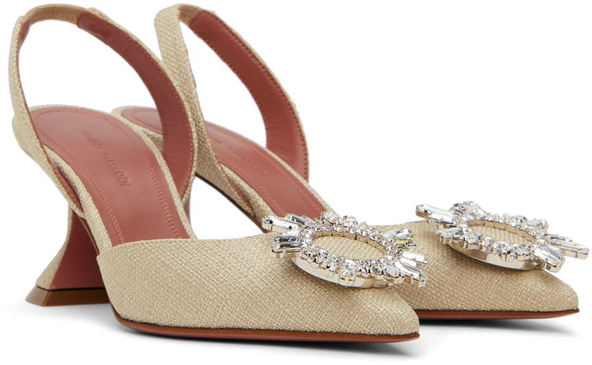 Amina Muaddi Beige Begum Sling 70 Heels In Beige