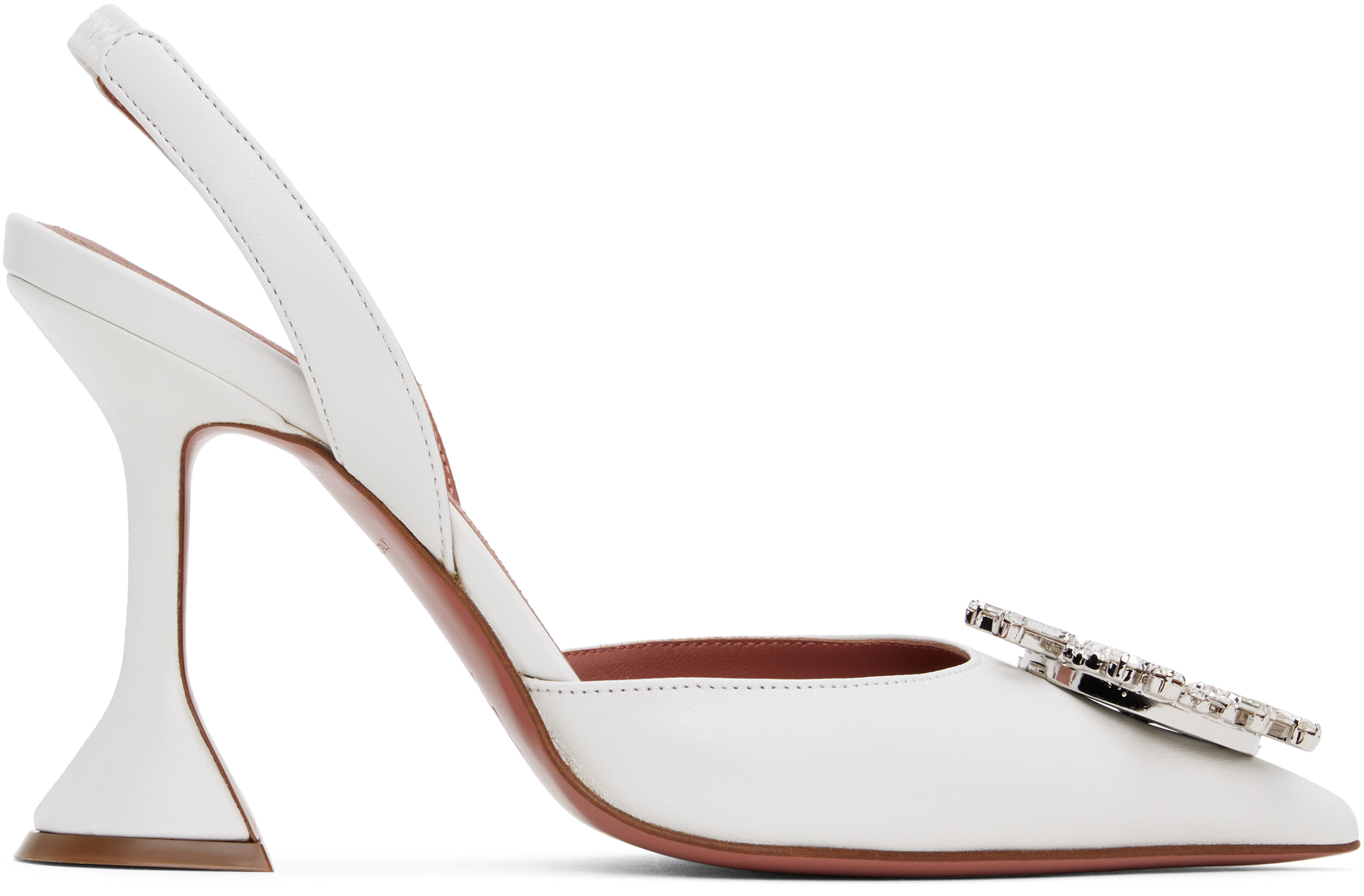【関税込み】Amina Muaddi ホワイト Begum スリングバックヒール White Begum Sling Heels by Amina Muaddi on Sale