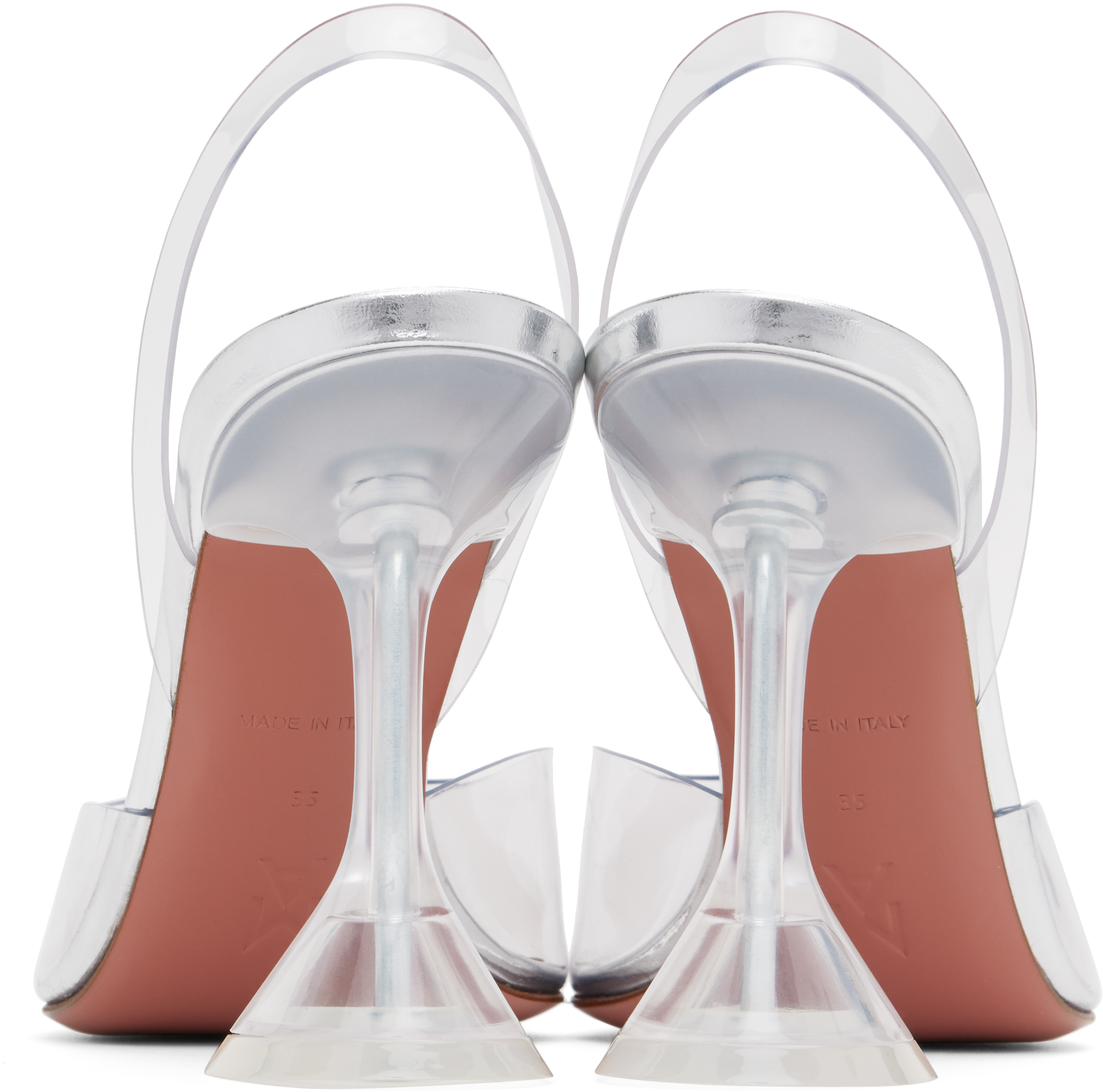 AMINA MUADDI TRANSPARENT HOLLI GLASS SLING HEELS