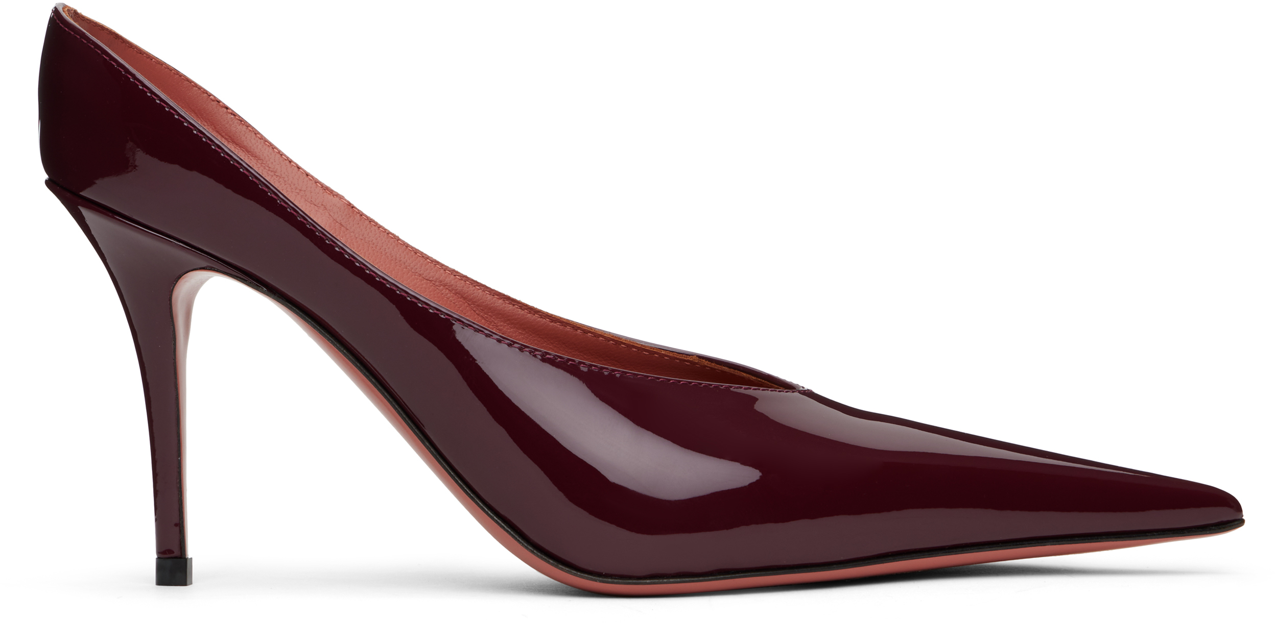 Shop Amina Muaddi Burgundy Anok Heels In Wine