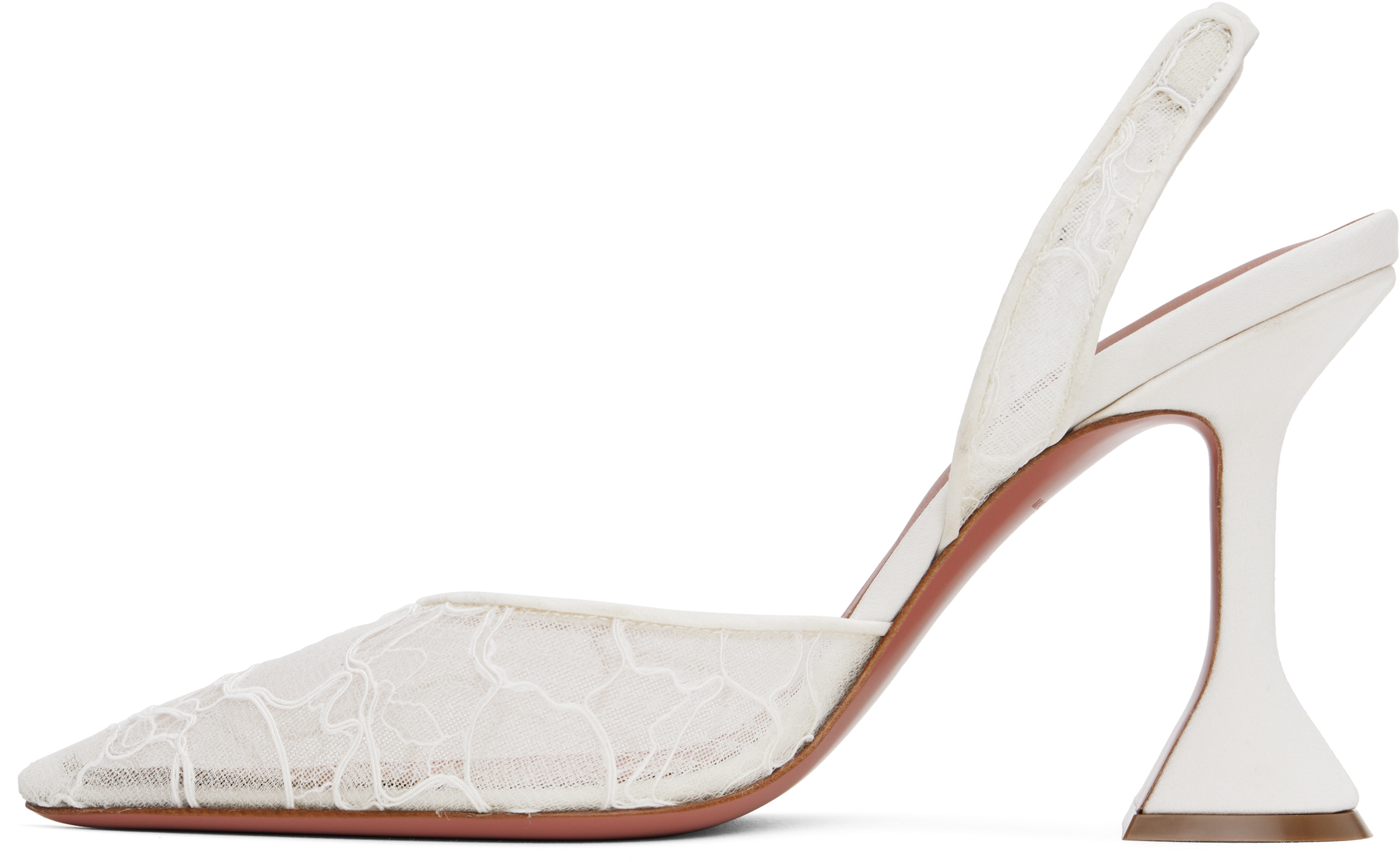 Amina Muaddi Holli Lace And Leather Slingback Pumps In Ivory