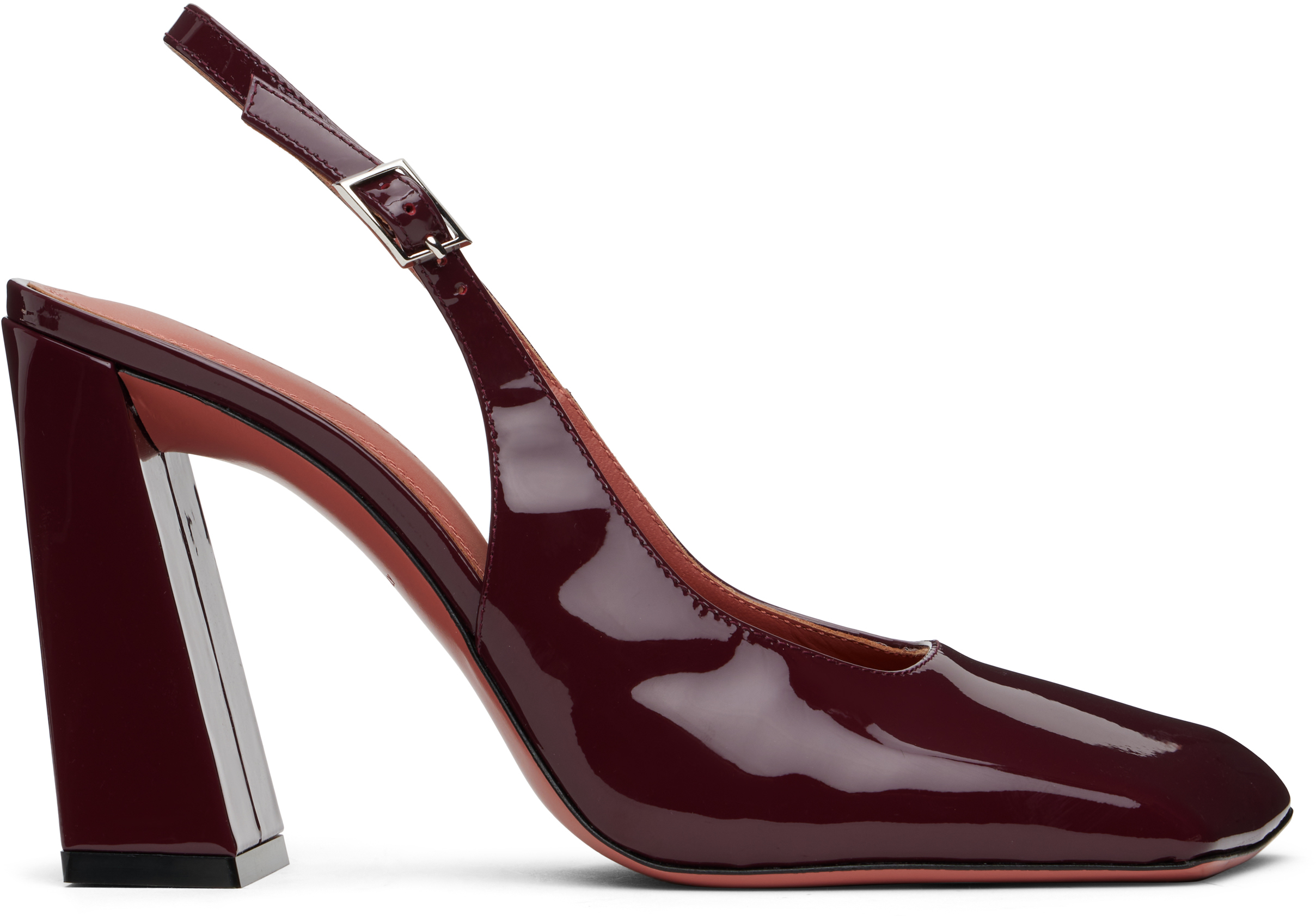 Amina Muaddi Burgundy Sling 95 Heels In Wine