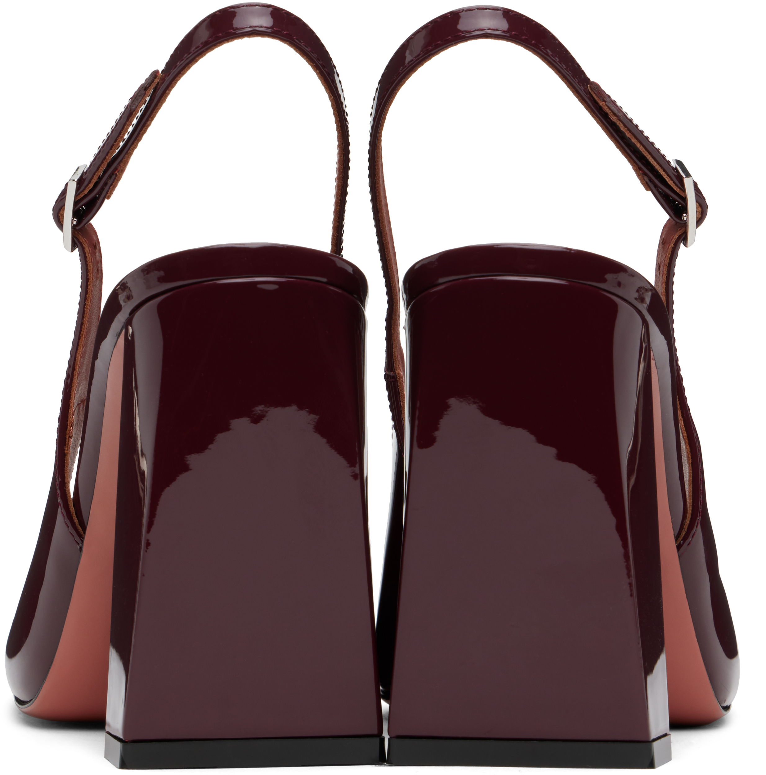 Amina Muaddi Burgundy Sling 95 Heels In Wine