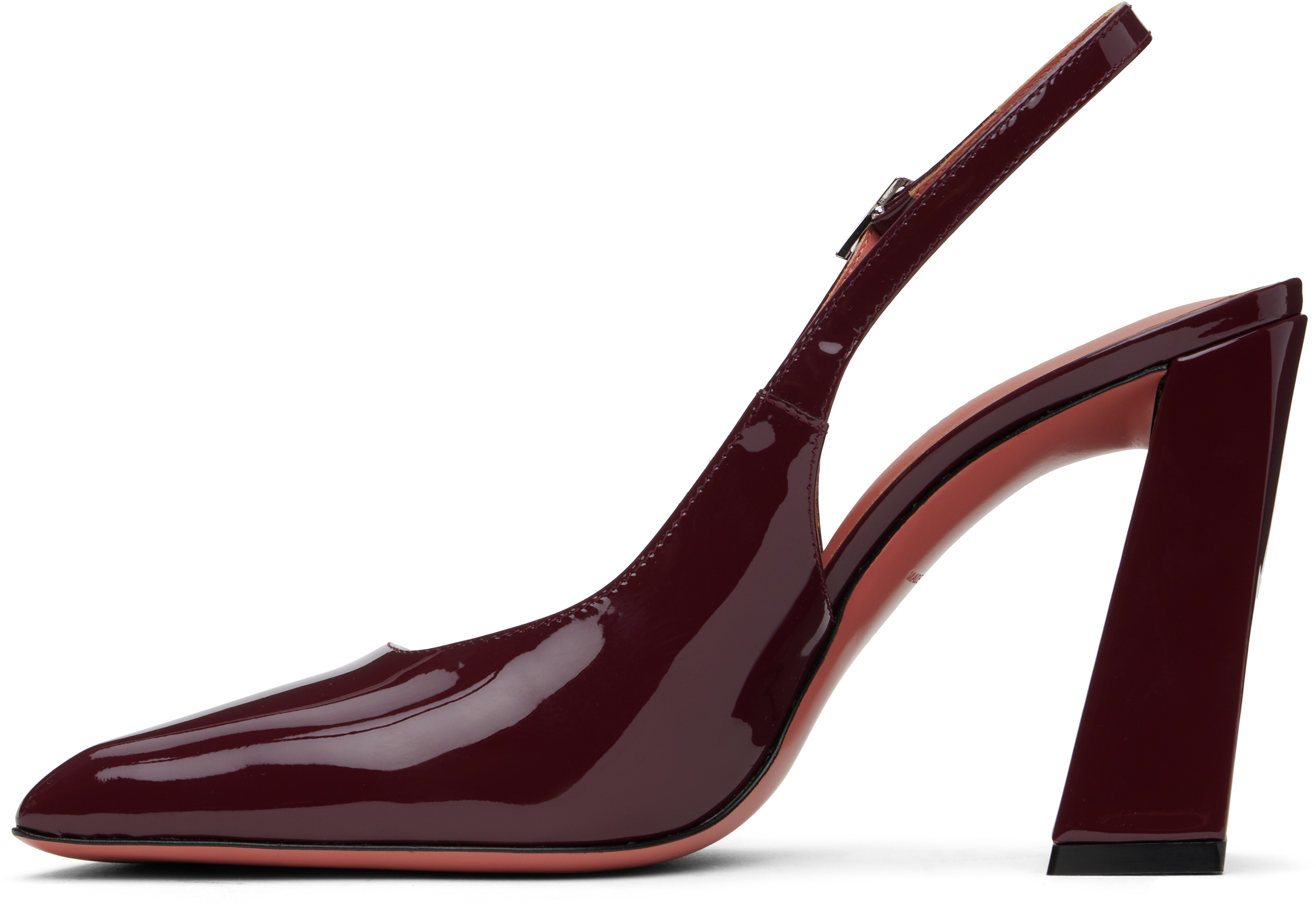 Amina Muaddi Burgundy Sling 95 Heels In Wine