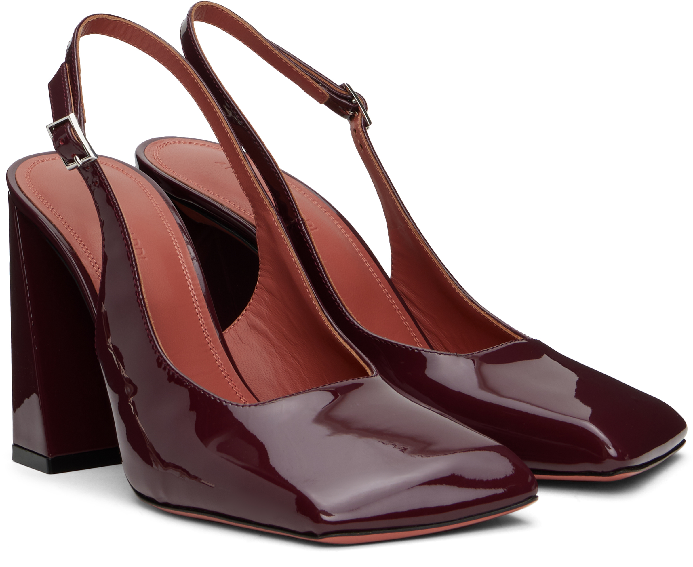 Amina Muaddi Burgundy Sling 95 Heels In Wine