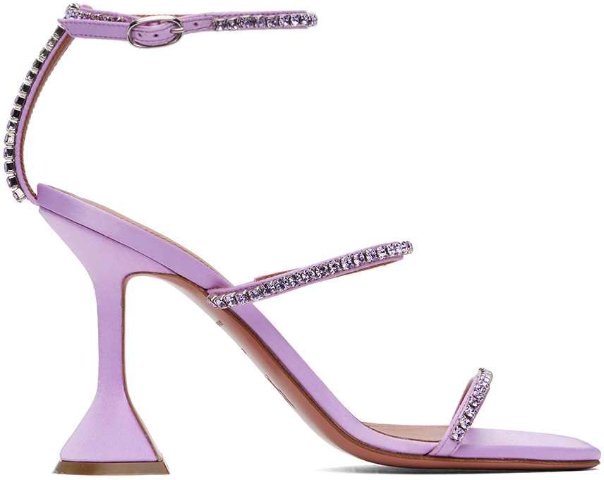 Shop Amina Muaddi Purple Gilda Heeled Sandals In Violet