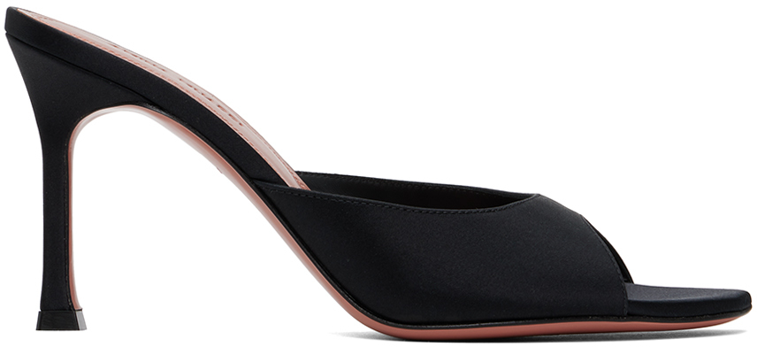 Shop Amina Muaddi Black Alexa Slipper 90 Heeled Sandals