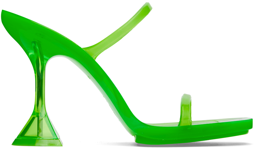 Shop Amina Muaddi Green Brito Slipper Heeled Sandals In Fluo Green