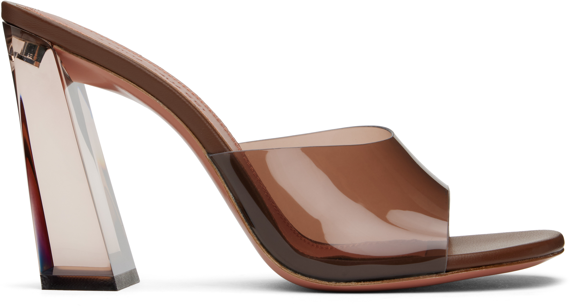 Brown Brigitte Glass Heeled Sandals by Amina Muaddi on Sale