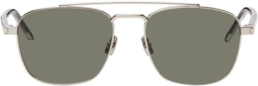 Shop Saint Laurent Silver Sl 665 Sunglasses In 002 Silver