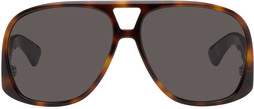 Shop Saint Laurent Tortoiseshell Sl 652 Solace Sunglasses In 003 Havana