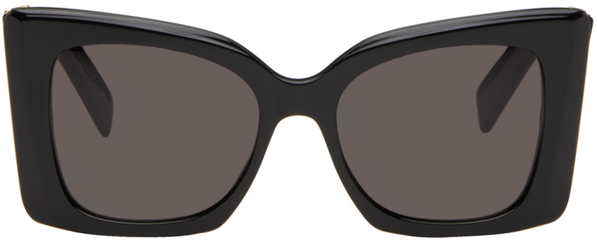 Shop Saint Laurent Black Sl M119 Blaze Sunglasses In 001 Black/black/blac