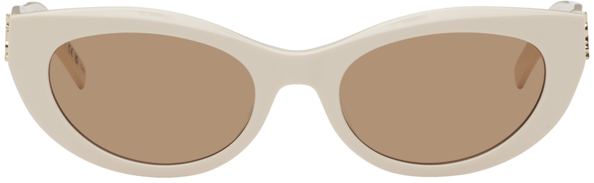 Saint Laurent Off-white Sl M115 Sunglasses In 004 Ivory/ivory/brow