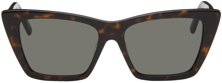 Saint Laurent Brown Sl 276 Mica Sunglasses In 033 Shiny Dark Havan
